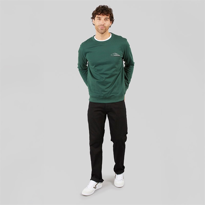 Quiksilver Mens Basic Graphic Crew Sweatshirt Trekking Green