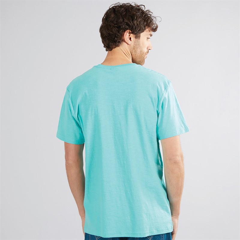 Quiksilver Mens Slub Round Neck T-Shirt Aqua Sky