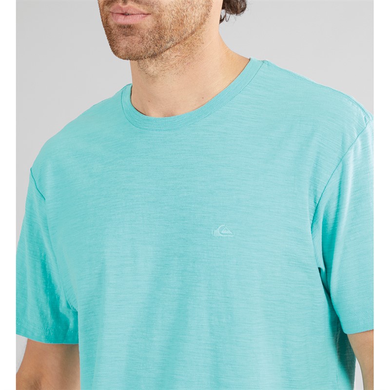 Quiksilver Mens Slub Round Neck T-Shirt Aqua Sky