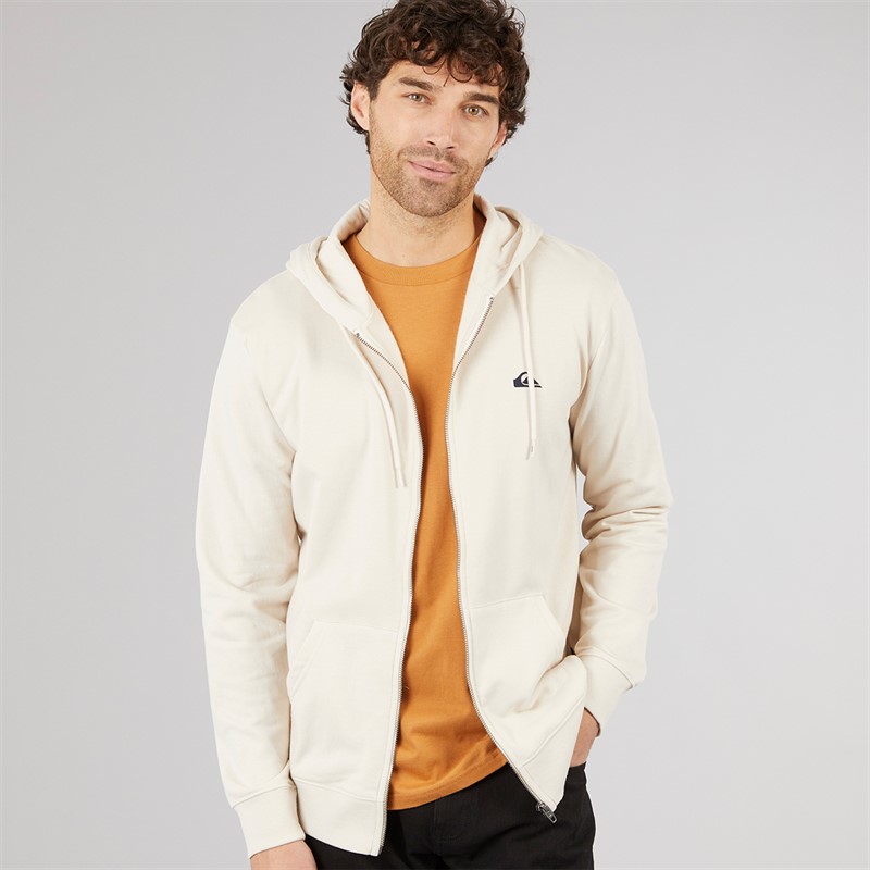 Quiksilver Mens Basic Full Zip Hoodie Birch - Size XL