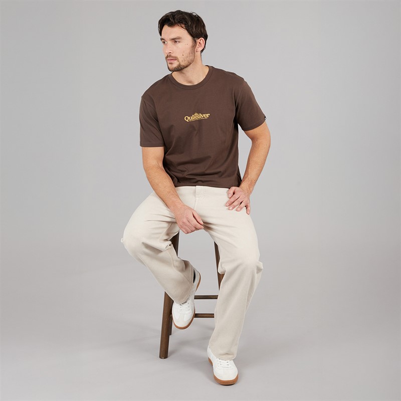 Quiksilver Mens Fine Line T-Shirt Chocolate Brown