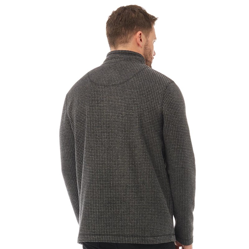 Weird Fish Mens Morle 1/4 Zip Grid Fleece Charcoal