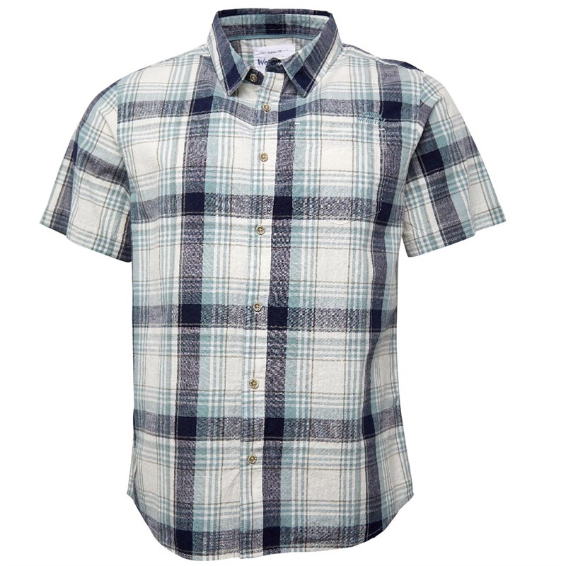 Buy Weird Fish Mens Charter Check Short Sleeve Shirt Navy