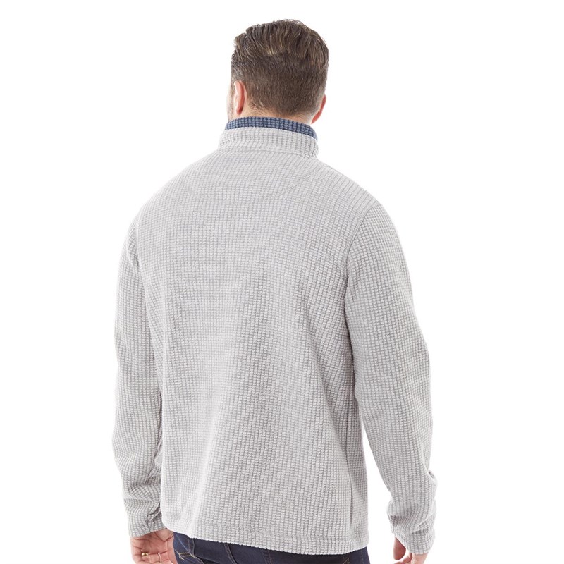 Weird Fish Mens Newark Eco 1/4 Zip Grid Fleece Frost Grey