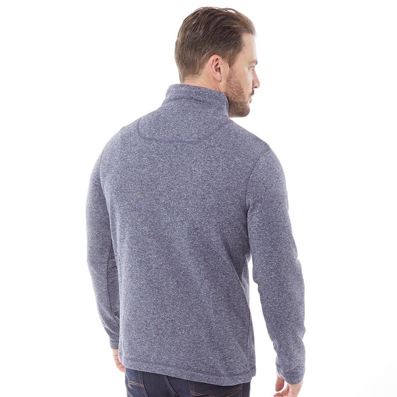 Weird Fish Mens Dansley Recycled 1/4 Zip Marled Fleece Navy