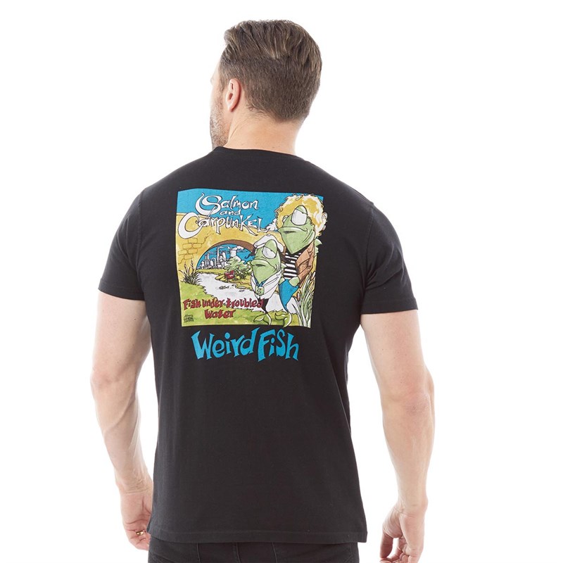 Weird Fish Mens Troubled Water Organic Artist T-Shirt Black