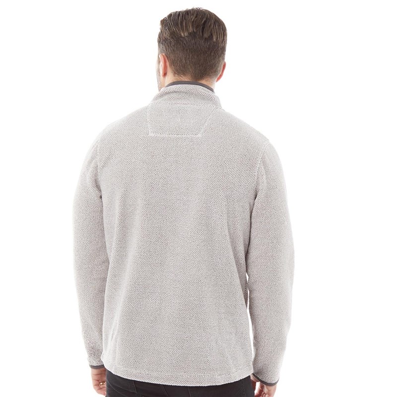 Weird Fish Mens Errill Eco 1/4 Zip Textured Fleece Ecru