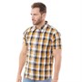 Weird Fish Mens Berkley Organic Short Sleeve Slub Check Shirt Turmeric