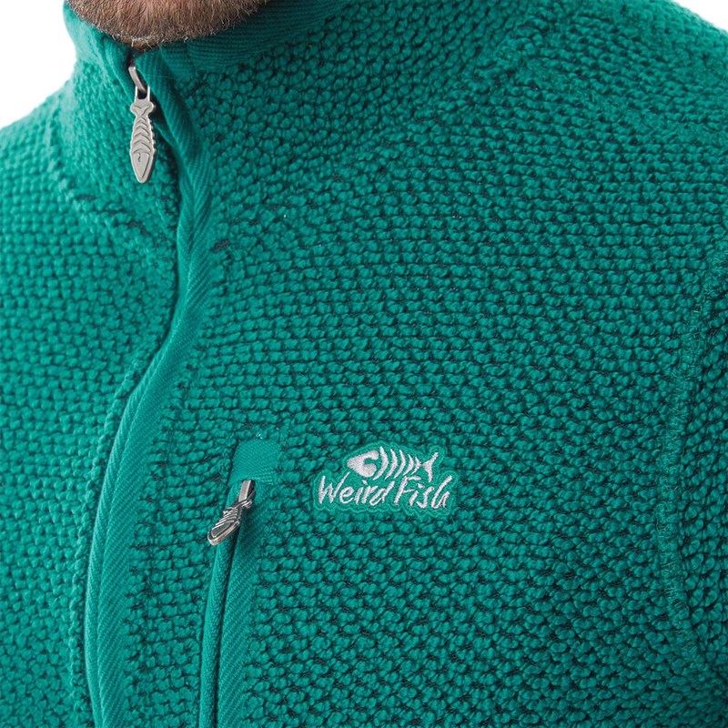 Weird Fish Mens Transom Full Zip Macaroni Sweatshirt Evergreen