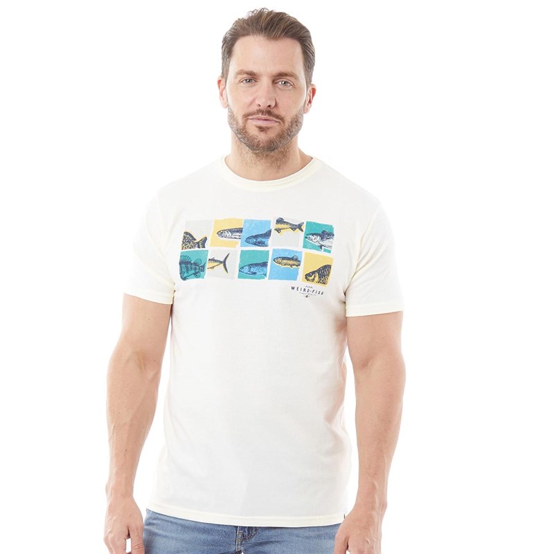 Weird Fish Mens Fish Anatomy Eco Graphic T-Shirt Dusty White
