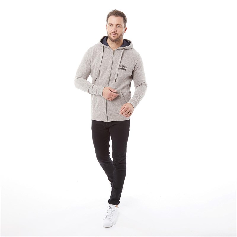 Weird Fish Mens Fontana Eco Snow Marl Full Zip Hoodie Grey