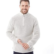 Weird Fish Mens Stern 1/4 Zip Classic Macaroni Sweatshirt Ecru