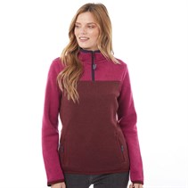 Weird Fish Womens Krisona Recycled 1/4 Zip Fleece Colour Blocked Soft Knit Sangria