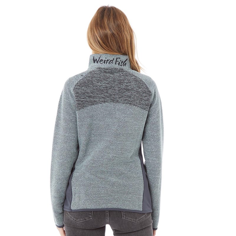 Weird Fish Womens Maple 1/4 Zip Active Macaroni Fleece Faded Jade