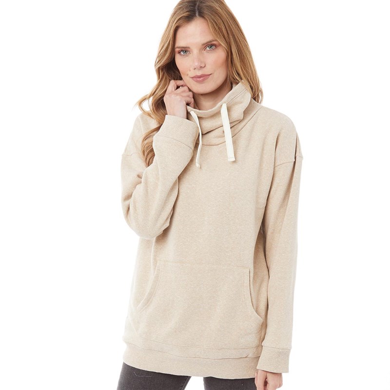 Weird Fish Dames Amadi Eco Cowel Neck Sweaters Gemeleerd Ecru