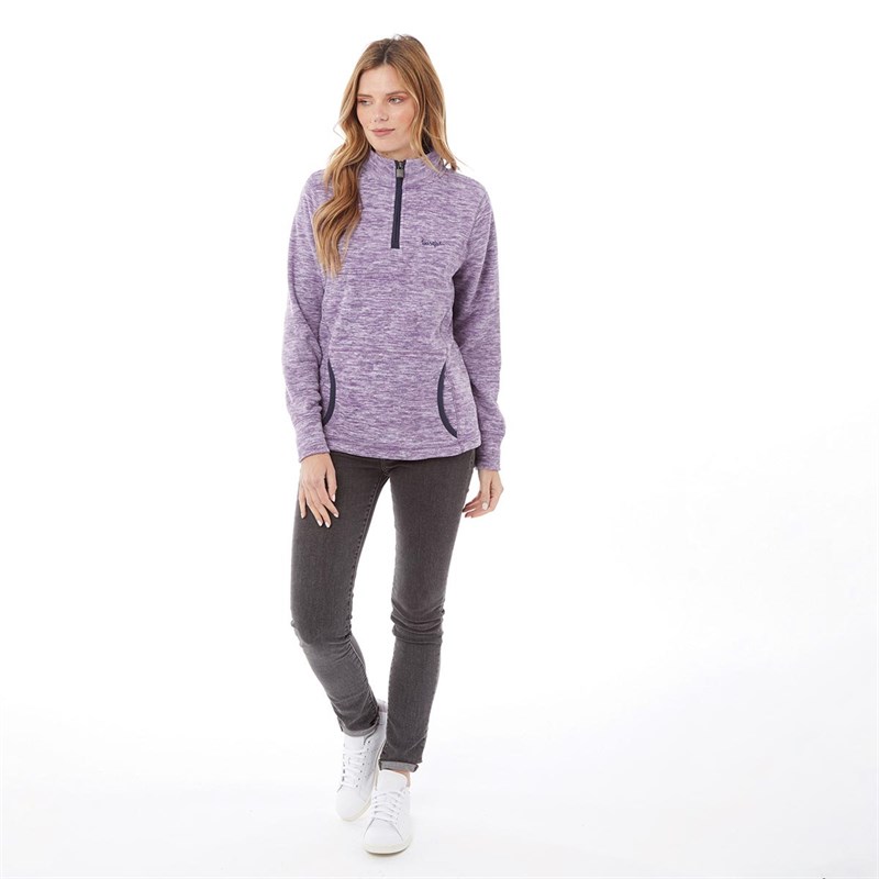 Weird Fish Womens Nancy Recycled 1/4 Zip Eco Textured Fleece Light Grape