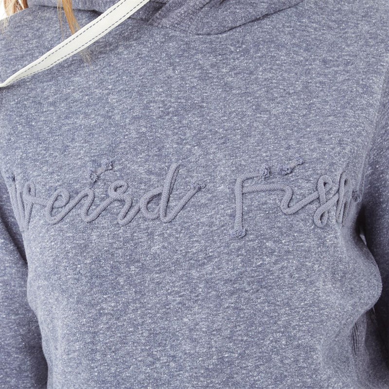 Weird Fish Sweats à Capuche Bodhi Eco Snow Marl Pop Over Femme Bleu Chiné