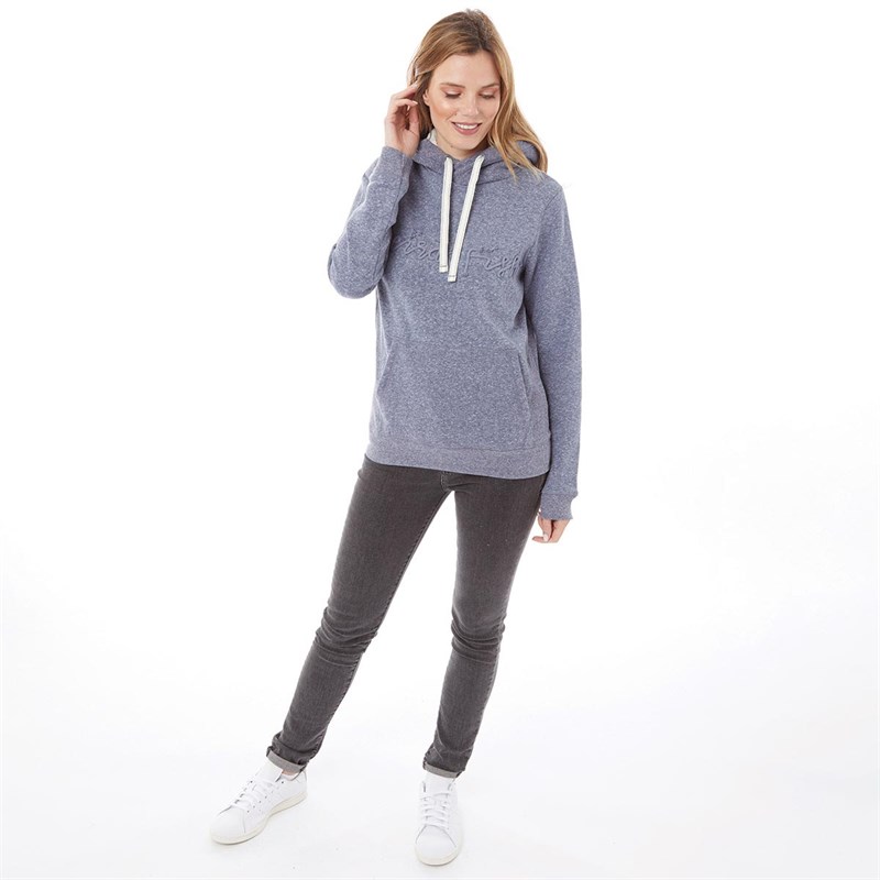 Weird Fish Sweats à Capuche Bodhi Eco Snow Marl Pop Over Femme Bleu Chiné