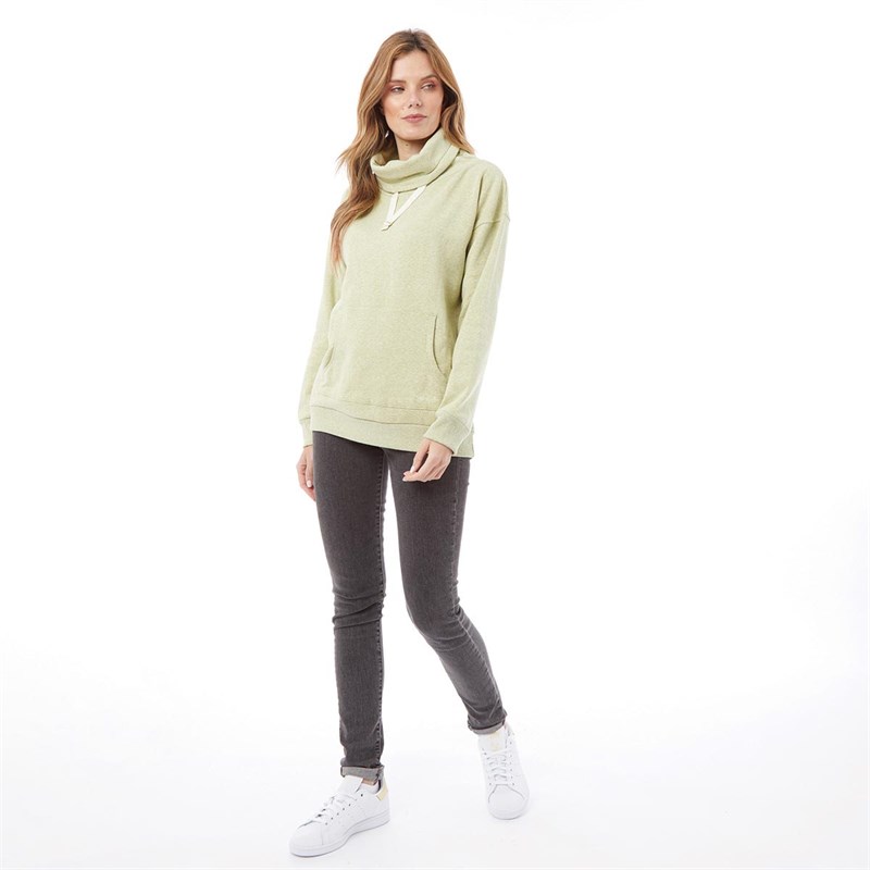Weird Fish Womens Amadi Eco Cowel Neck Sweat Celery