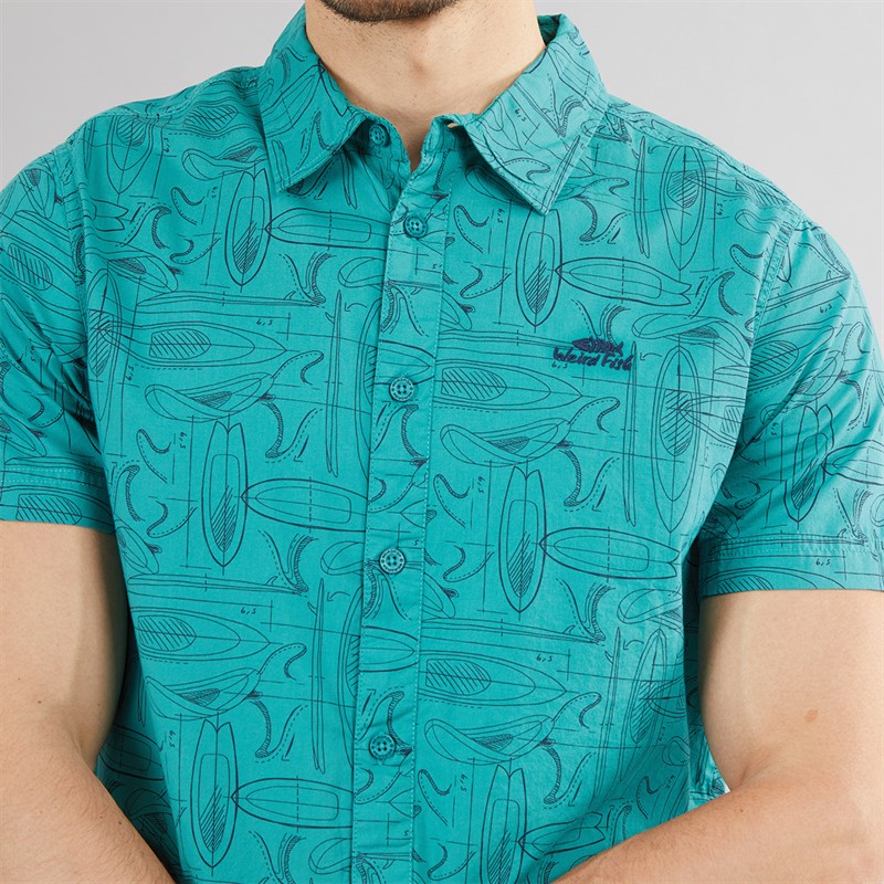 Weird Fish Mens Summertown Short Sleeve Shirt Viridis
