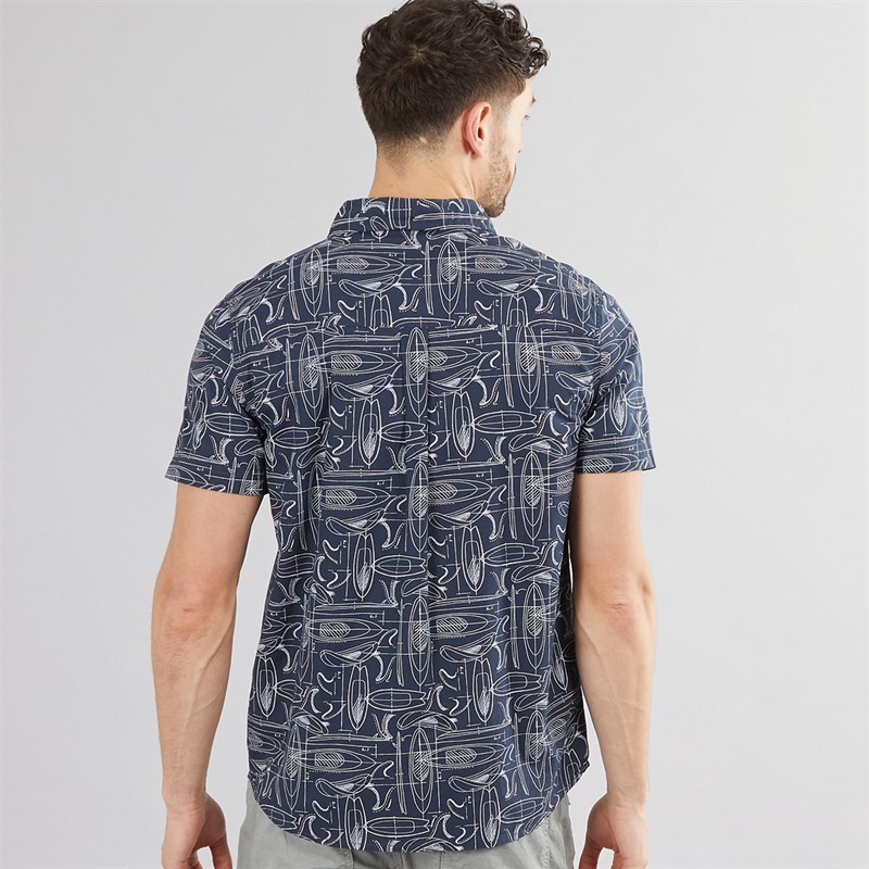 Weird Fish Mens Summertown Short Sleeve Shirt Navy