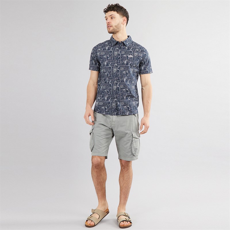 Weird Fish Mens Summertown Short Sleeve Shirt Navy