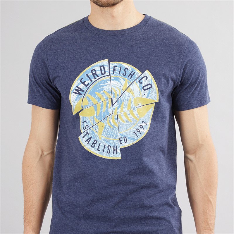 Weird Fish Mens Counterflow T-Shirt Dark Blue