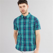 Weird Fish Mens Sunnymead Checked Short Sleeve Shirt Dark Blue