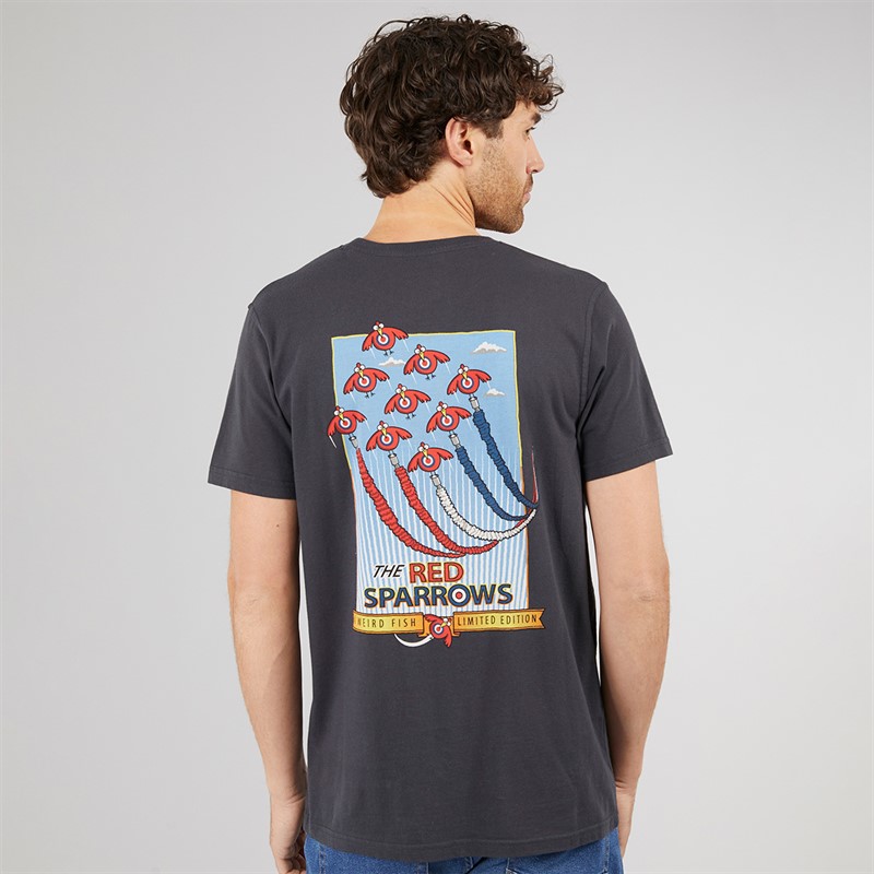 Weird Fish Mens Red Sparrows T-Shirt Navy