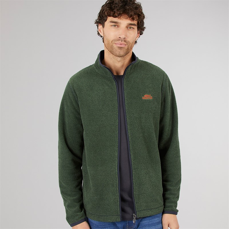 Weird Fish Mens Maverick Eco Full Zip Textured Fleece Shaded Spruce