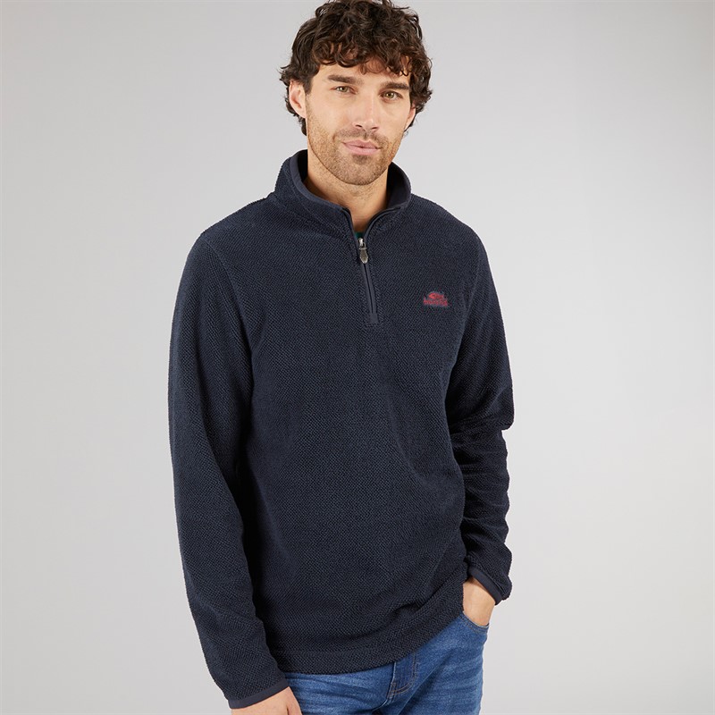 Weird Fish Mens Remington Eco 1/4 Zip Textured Fleece Midnight - Size XXL