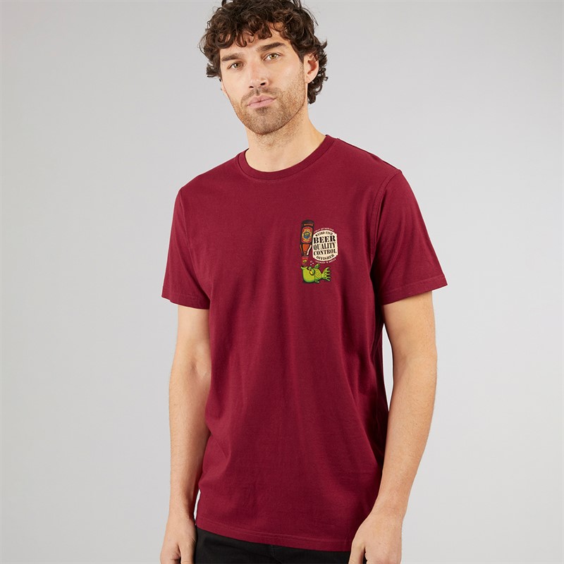Weird Fish Mens Beer Offisher T-Shirt Garnet