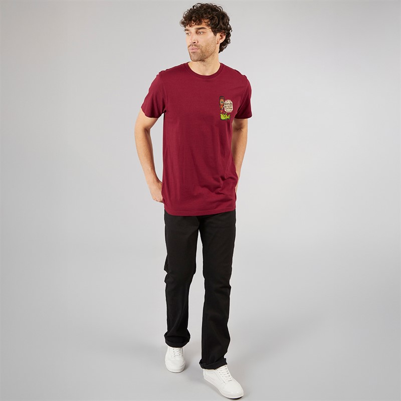 Weird Fish Mens Beer Offisher T-Shirt Garnet