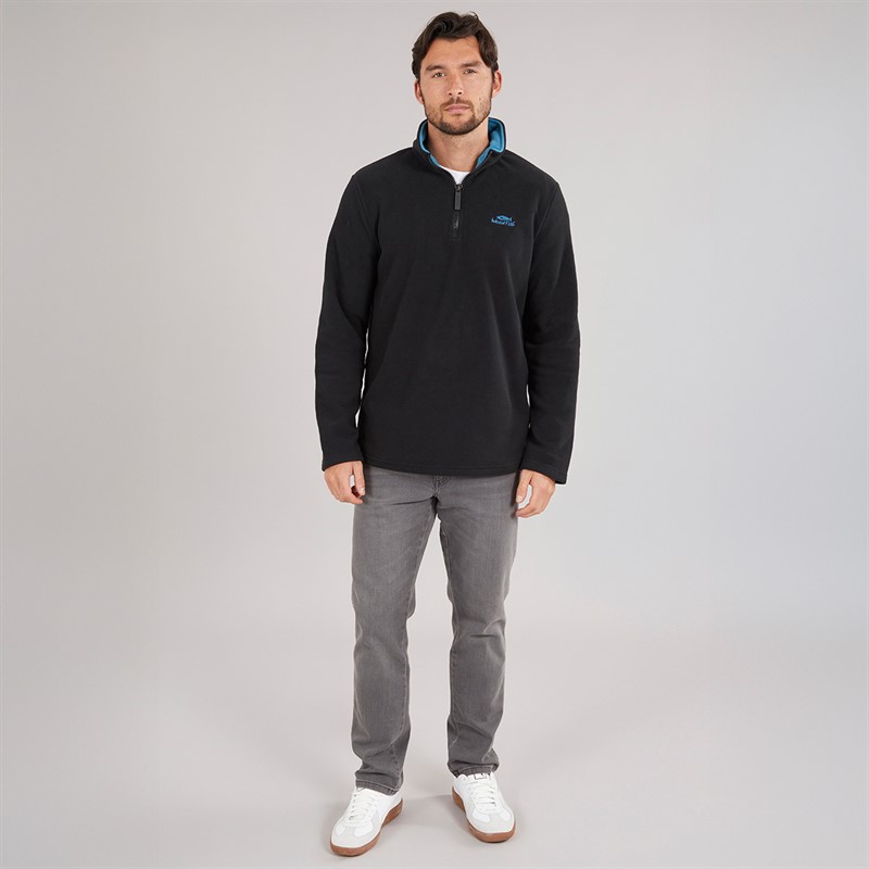 Weird Fish Mens Roland Quarter Zip Microfleece Black