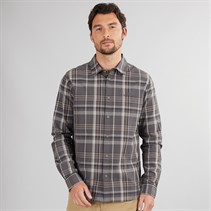 Weird Fish Mens Norris Long Sleeve Checked Shirt Iron Stone