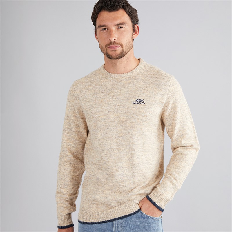 Weird Fish Mens Archibald Eco Crew Neck Jumper Ecru