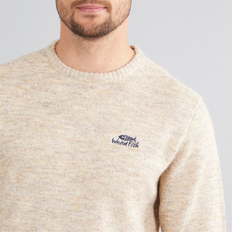 Weird Fish Mens Archibald Eco Crew Neck Jumper Ecru