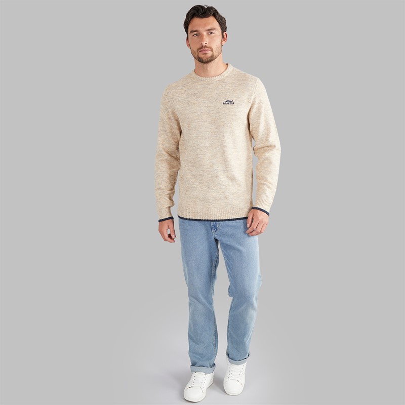 Weird Fish Mens Archibald Eco Crew Neck Jumper Ecru