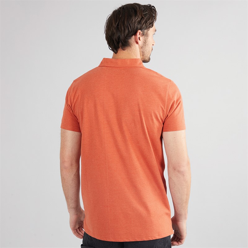 Weird Fish Mens Current Eco Polo Shirt Rust Leaves