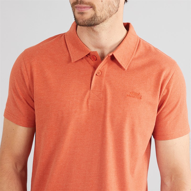 Weird Fish Mens Current Eco Polo Shirt Rust Leaves