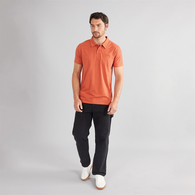 Weird Fish Mens Current Eco Polo Shirt Rust Leaves