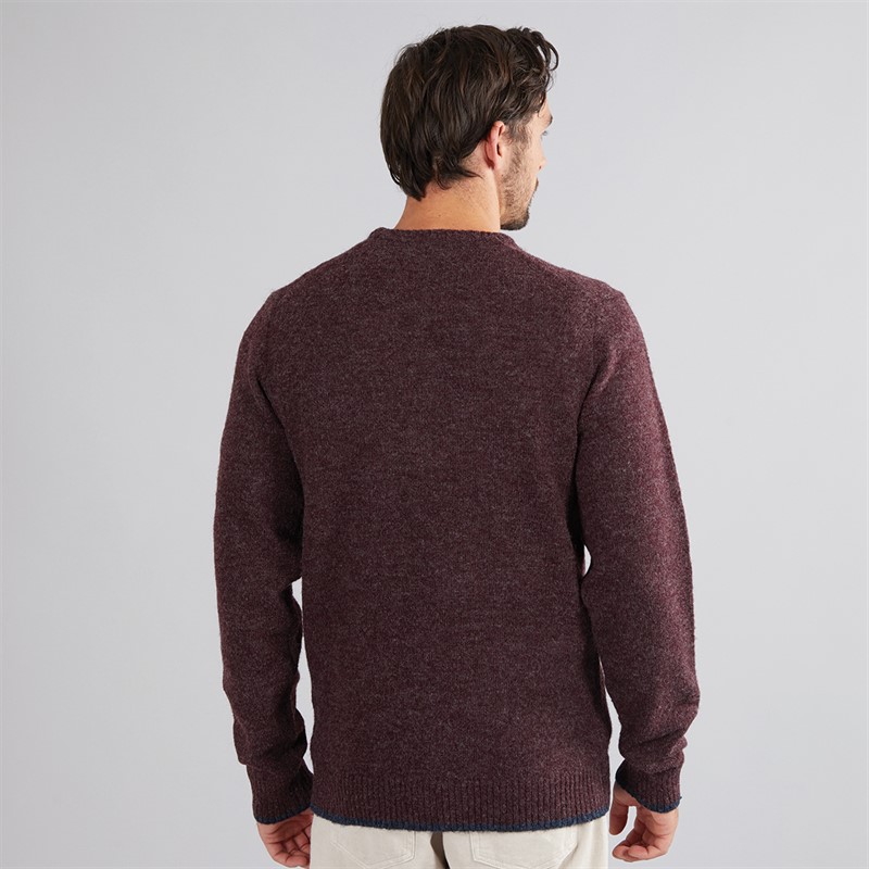 Weird Fish Mens Archibald Eco Crew Neck Jumper Aubergine