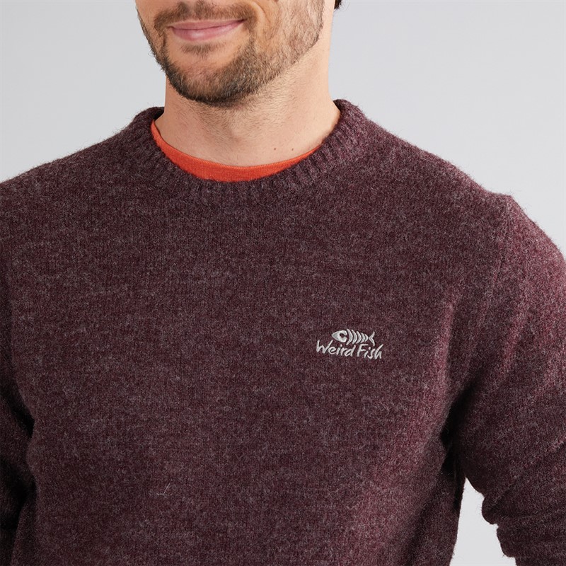 Weird Fish Mens Archibald Eco Crew Neck Jumper Aubergine
