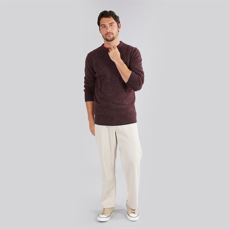 Weird Fish Mens Archibald Eco Crew Neck Jumper Aubergine