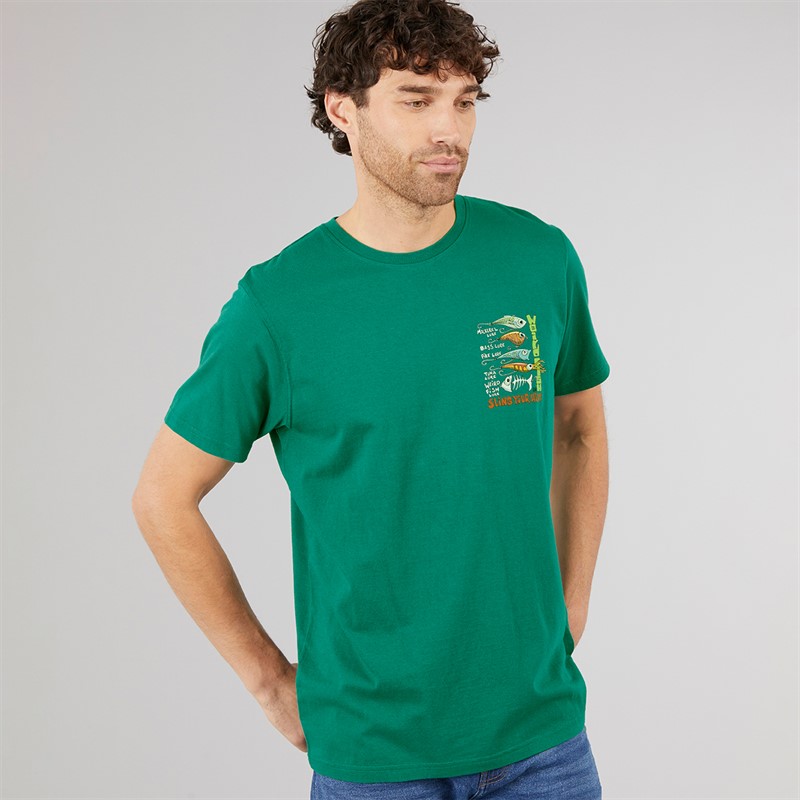 Weird Fish Mens Sling Your Hook T-Shirt Green Ivy