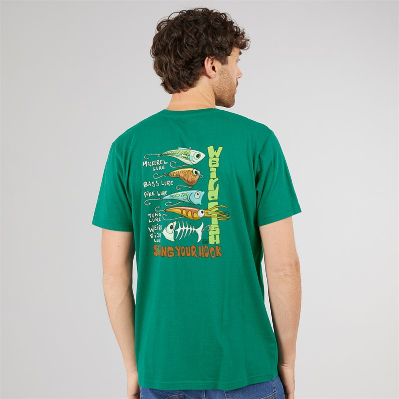 Weird Fish Mens Sling Your Hook T-Shirt Green Ivy