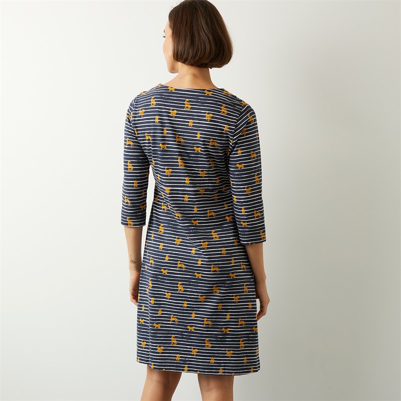 Weird Fish Womens Esme Printed Jersey Dress Ochre