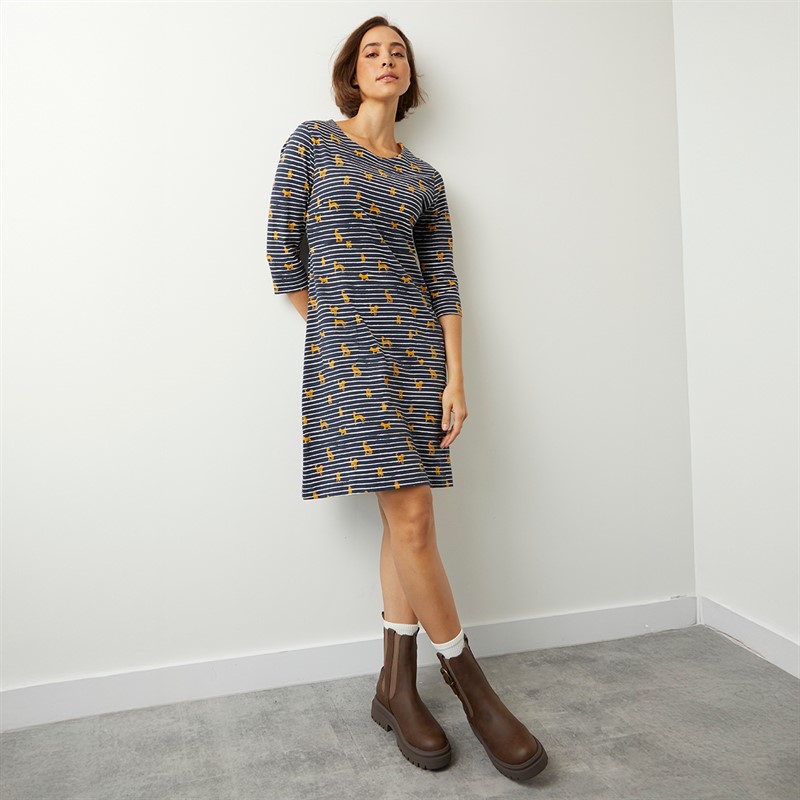 Weird Fish Womens Esme Printed Jersey Dress Ochre