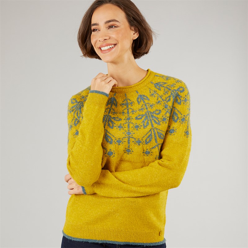 Weird Fish Womens Aaisha Eco Fair Isle Jumper Antique Moss