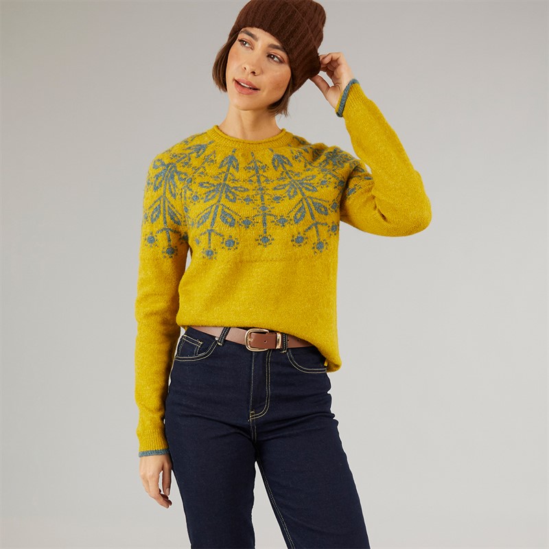 Weird Fish Womens Aaisha Eco Fair Isle Jumper Antique Moss